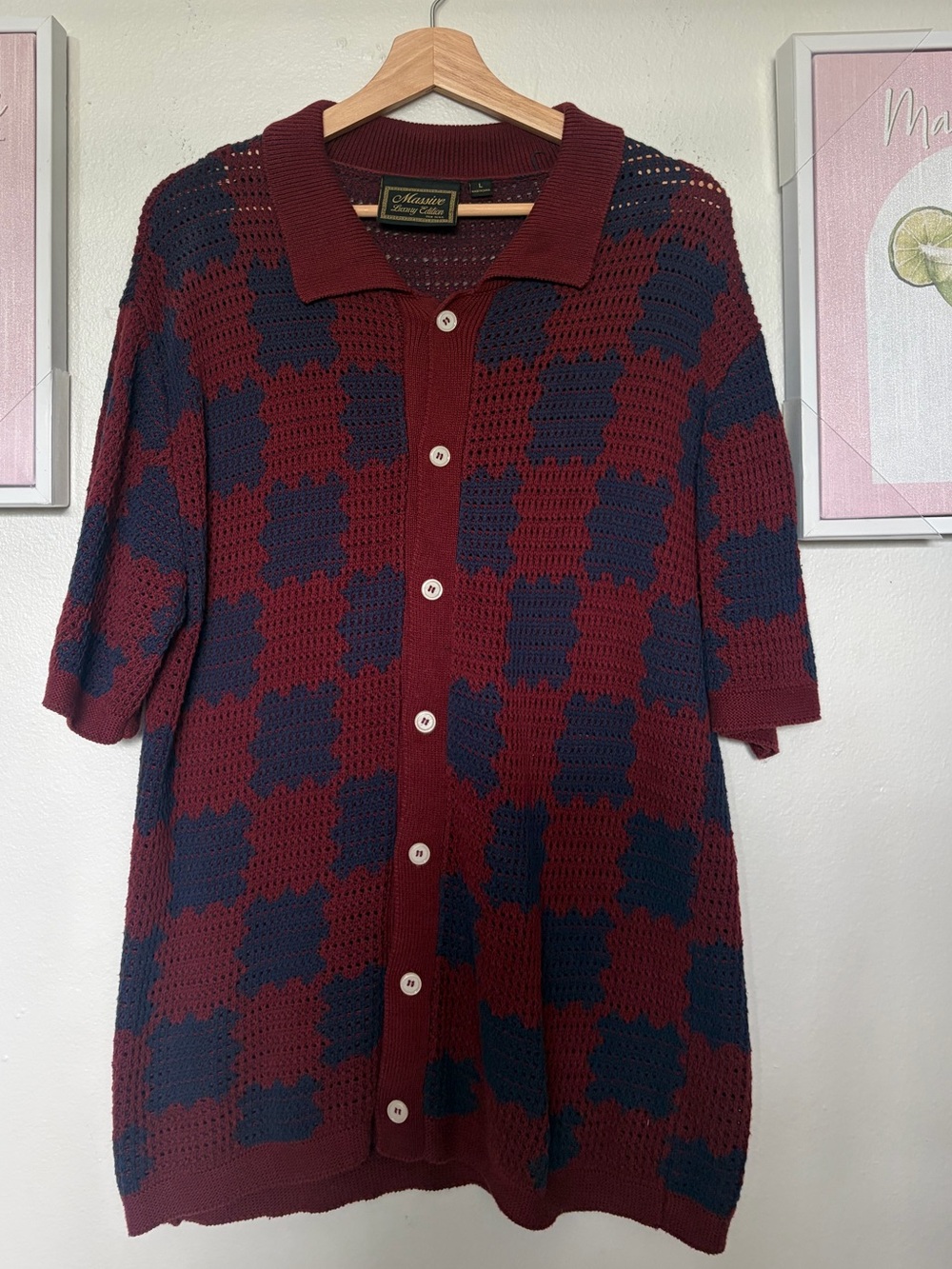 Massive Luxury Edition Crochet Polo in Burgundy & Navy